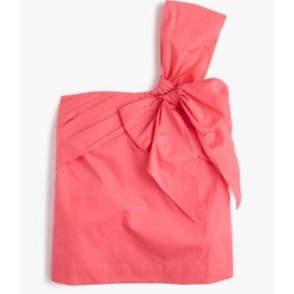 Coral JCrew One Shoulder Bow Top